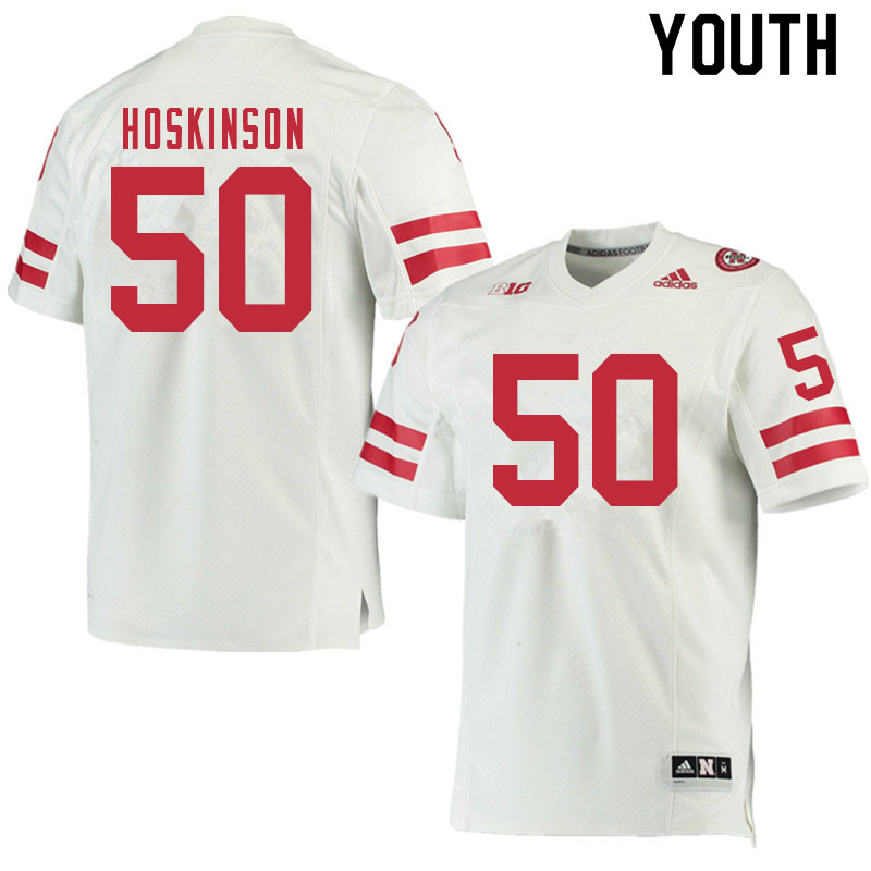 Youth #50 Sam Hoskinson Nebraska Cornhuskers College Football Jerseys Sale-White - Click Image to Close